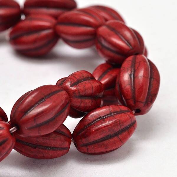 Oval Synthetic Turquoise Melon Bead Strands