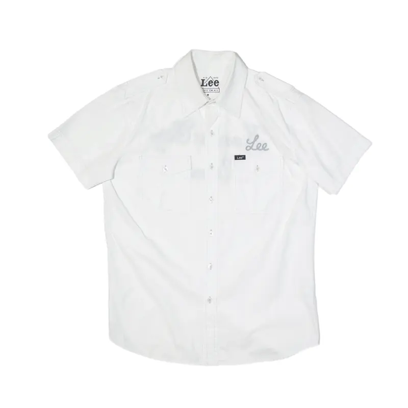LEE Kansas City Missouri Plain Shirt White Short Sleeve Mens M