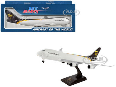 Boeing 747-400F Commercial Aircraft with Landing Gear UPS Worldwide Services (N570UP) White and Brown (Snap-Fit) 1/200 Plas...