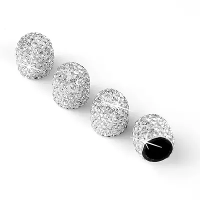 Artificial Rhinestone Decor Car Tire Valve Stem Cover, 4 Counts Bling Car Tire Valve Stem Cap, Universal Auto Wheel Decorati...
