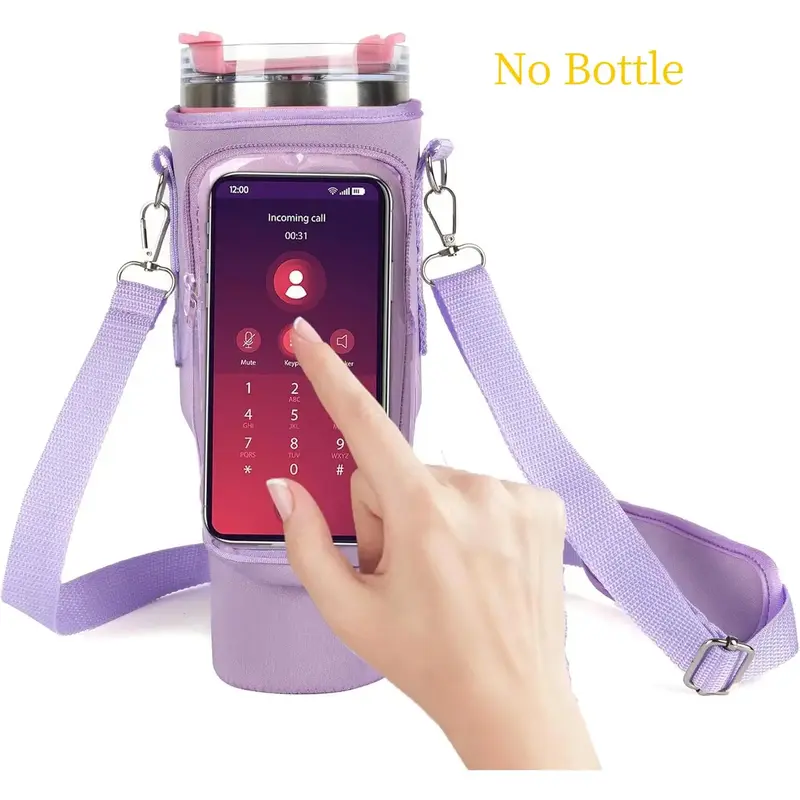 Water Bottle Storage Bag, Portable Water Bottle Carrier with Adjustable Shoulder Strap, Cup Cover without Bottle for Outdoor ...