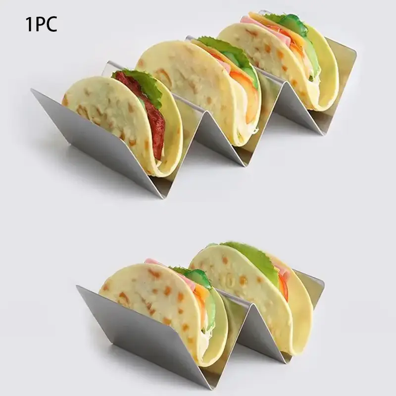 Wavy Shaped Stainless Steel Taco Holder, 1/3 Counts Stainless Steel Pancake Rack, Kitchen Baking Cooking Accessories