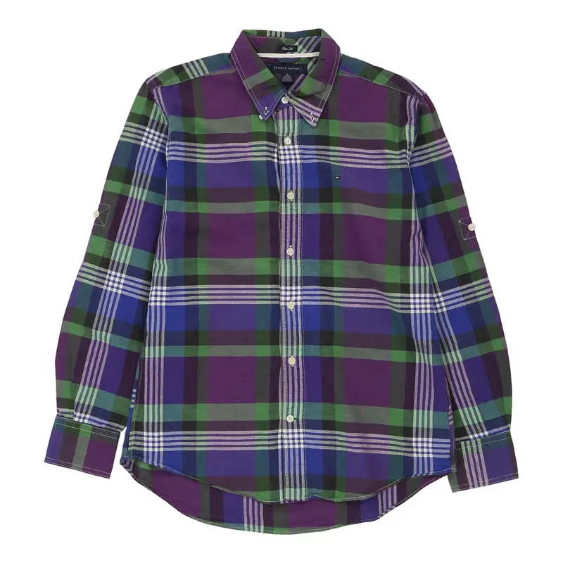 Slim Fit Tommy Hilfiger Checked Shirt - Medium Purple Cotton