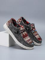 Men's Fashionable Ethnic Pattern Slip-on Loafers Sneakers, Comfortable Breathable Mesh Walking Shoes, Lightweight Casual Snea...