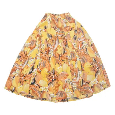 Womens Pleated Skirt Orange Midi Floral M