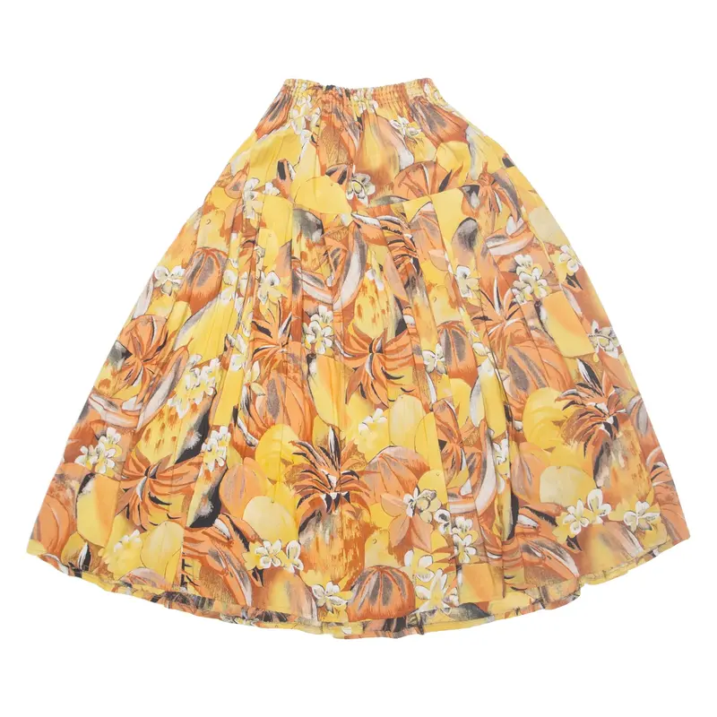 Womens Pleated Skirt Orange Midi Floral M
