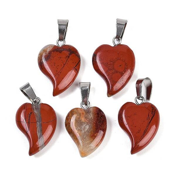 Natural Red Jasper Heart Pendants