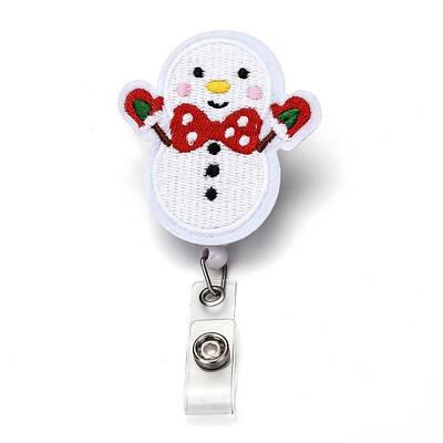 Christmas Snowman Felt & ABS Plastic Badge Reel