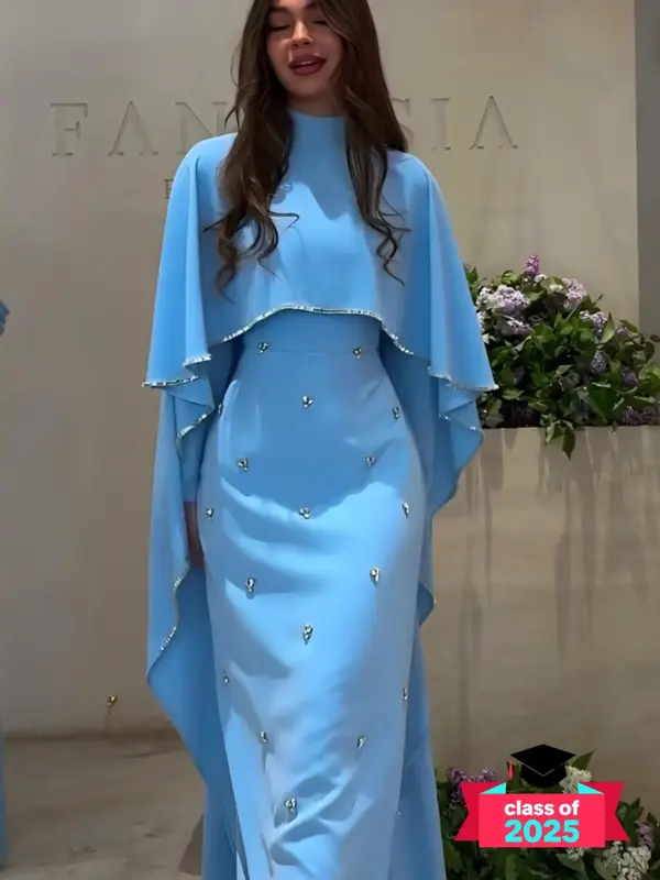 Women's Evening Dress with Shawl, Elegant Dress for Evening Party, Ladies' Clothes for Spring & Fall