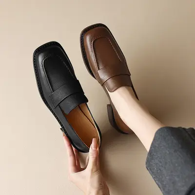CHIKO Riley Square Toe Block Heels Loafers Shoes