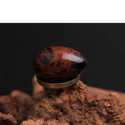 Natural Mahogany Obsidian Egg Figurines Statues for Home Office Desktop Decoration