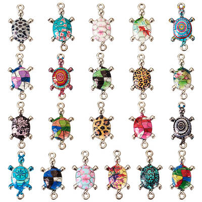 42Pcs 21 Colors Alloy Enamel Connector Charms