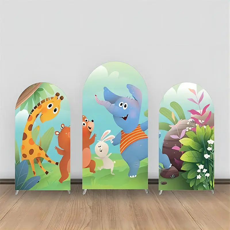 Jungle Safari Animals Arch Backdrop Kit For Party - Aperturee