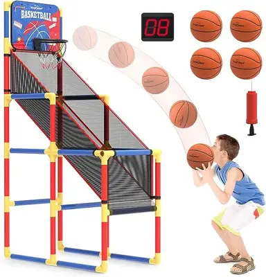 Basketball Hoop Arcade Game W/Electronic Scoreboard Cheer Sound, Basketball Hoop Indoor Outdoor W/4 Balls, Basketball Game To...