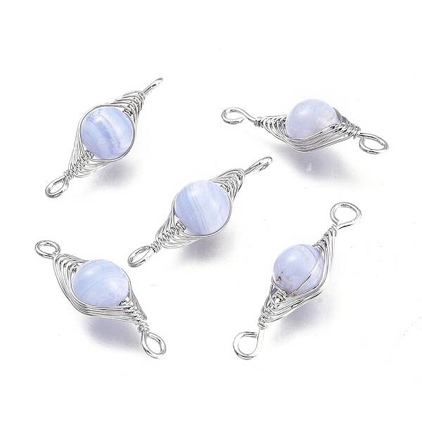 Natural Blue Lace Agate Links Connectors