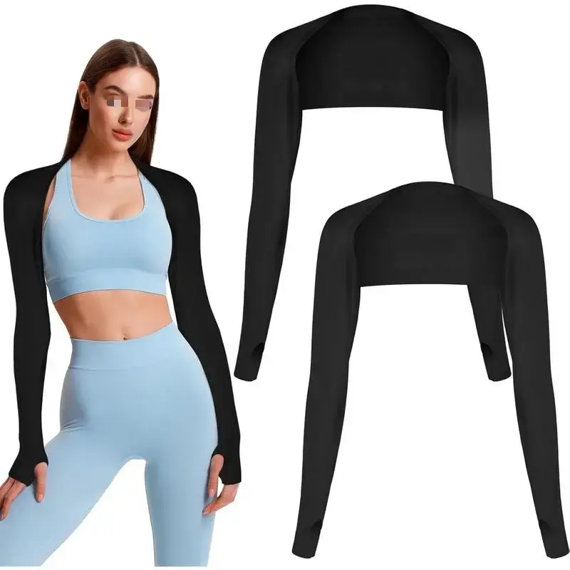 2 Pack Cooling Shawl Arm Sleeves UV Protection Sun Sleeves Sun Protection Arm Sleeve with Finger Hole for Women