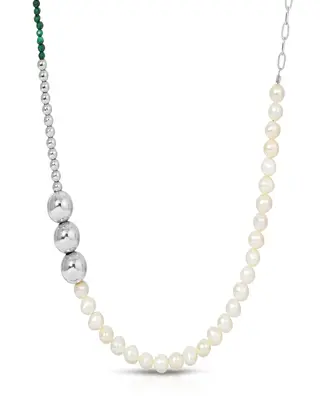 Kloss Necklace | Metal Color: Silver | Gemstone: Malachite
