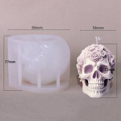 3D Halloween Skull DIY Silicone Statue Candle Molds