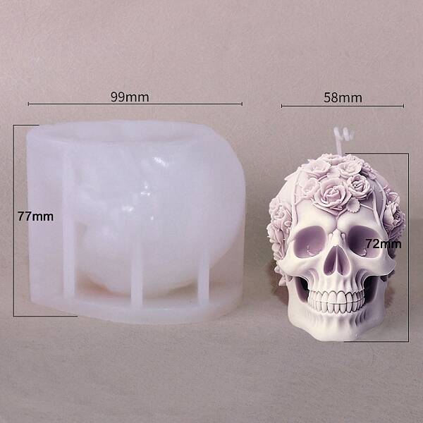 3D Halloween Skull DIY Silicone Statue Candle Molds
