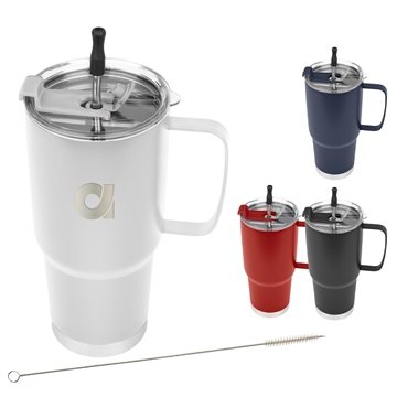 24 Customized 30 oz Lisbon Stainless Steel Tumbler With Straw - ...