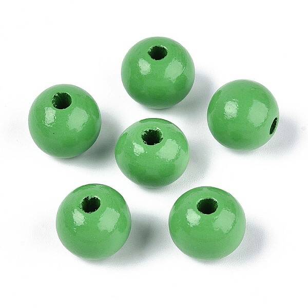 Spray Painted Round Natural Schima Wood Beads