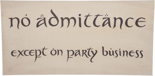 WETA Workshop - Hobbit - No Admittance Sign