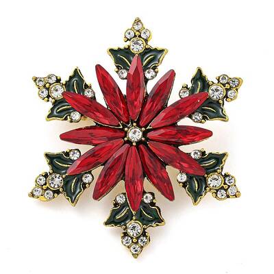 Christmas Theme Golden Zinc Alloy with Rhinestone Brooches