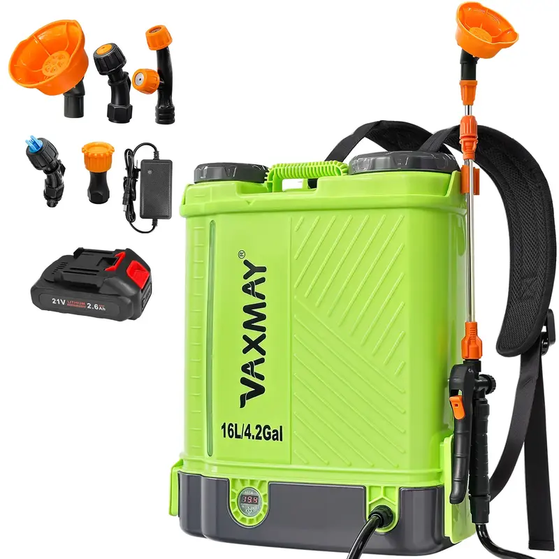 VAXMAY Battery Powered Backpack Sprayer 4 Gallon 100 PSI Electric Garden Sprayer Works with Makita 18V Battery 5 Nozzles Tele...