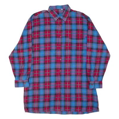 Mens Flannel Shirt Blue Plaid Long Sleeve XL