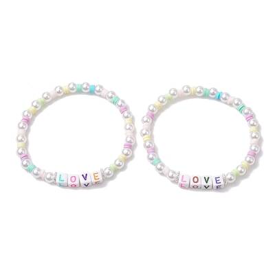 Polymer Clay & Plastic Beaded Stretch Bracelets