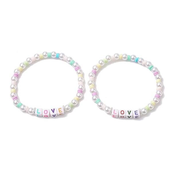 Polymer Clay & Plastic Beaded Stretch Bracelets
