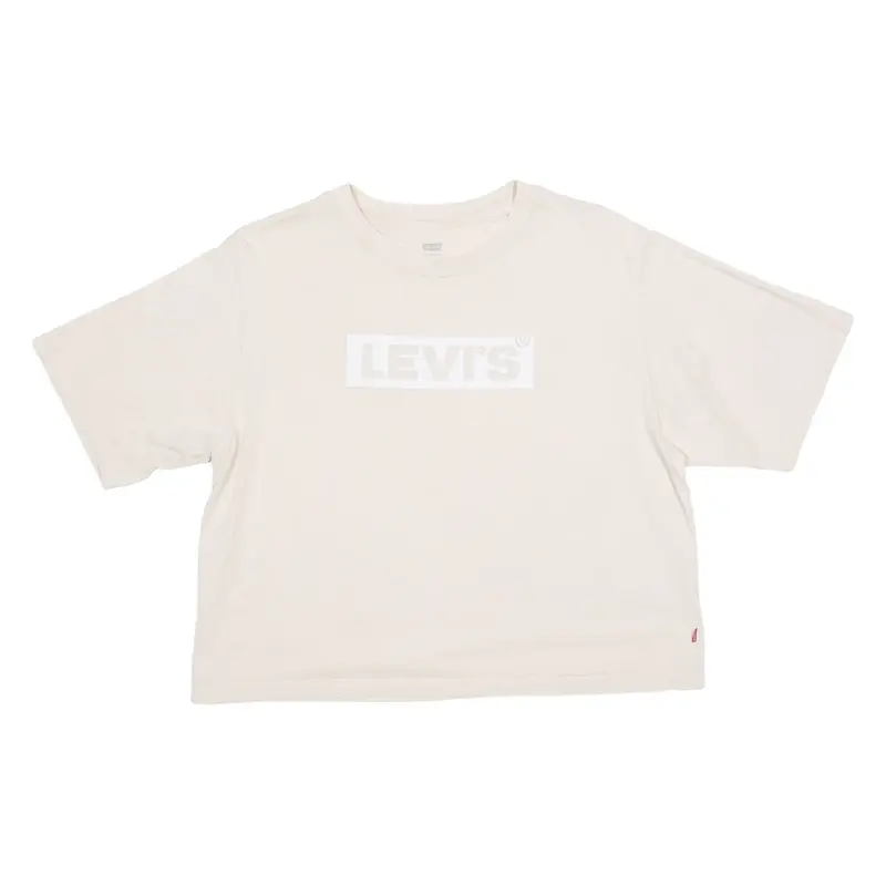 LEVI'S Cropped Womens T-Shirt Beige Crew Neck M
