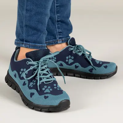 Love Paw Walking Shoes - Blue Paw Print - 6