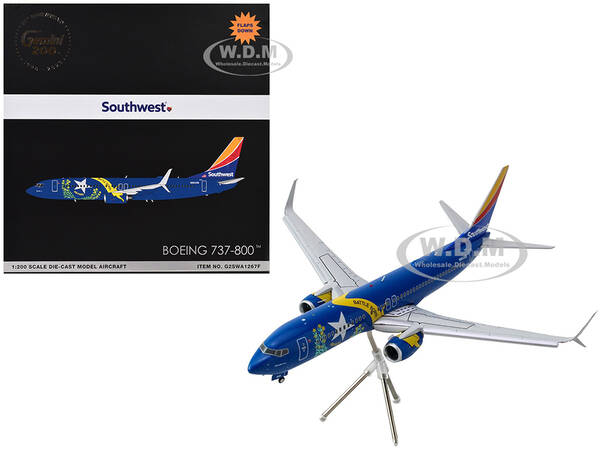 Boeing 737-800 Commercial Aircraft with Flaps Down Southwest Airlines - Nevada One (N8646B) Blue with Tail Stripes Gemini 200...
