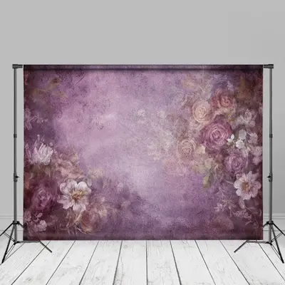 Vintage Floral Dark Blue Fine Art Photo Booth Backdrop - Aperturee