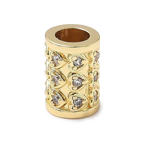 Brass Micro Pave Cubic Zirconia European Beads