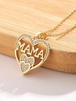 Heart Shaped Pendant Necklace, Zircon Decor Letter Design Necklace for Women for Gift, Fashion All-match Jewelry Accessories ...
