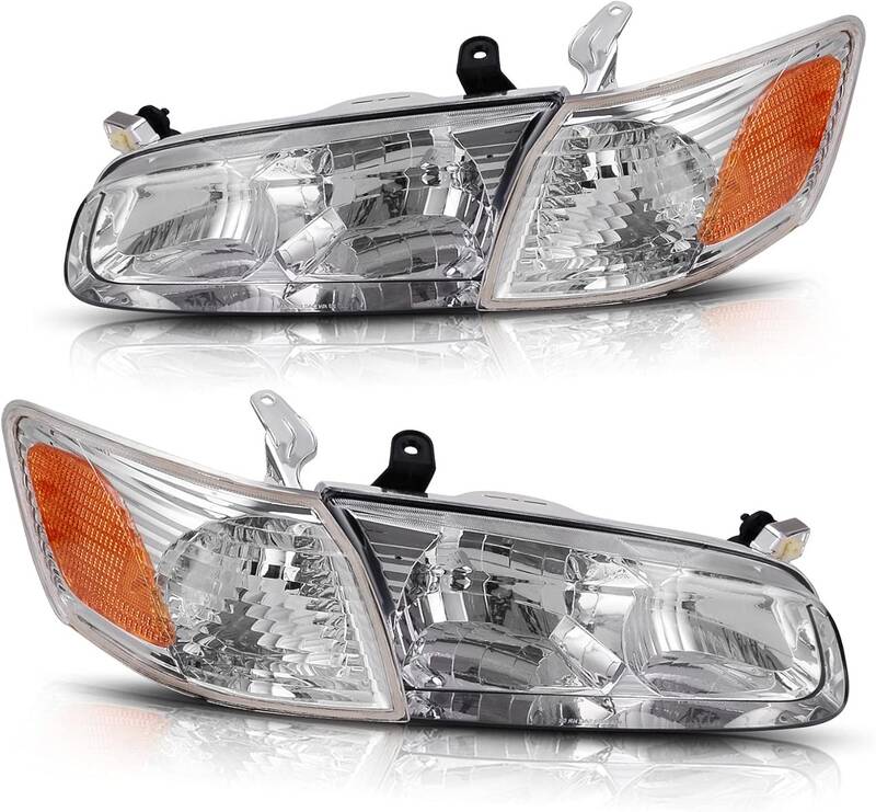 YITAMOTOR® Headlights Assembly Compatible with 2000 2001 Camry Headlamp Replacement Pair Driver and Passenger Side Chrome Ho...