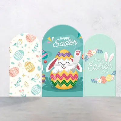 Green Leaves Bunny Eggs Easter Arch Backdrop Kit - Aperturee
