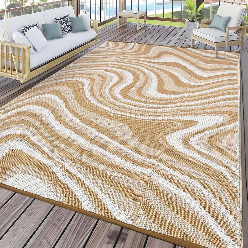 Garvee 10x14 Outdoor Rug Waterproof Reversible Polypropylene UV Resistant Lightweight Camping Picnic Deck Balcony