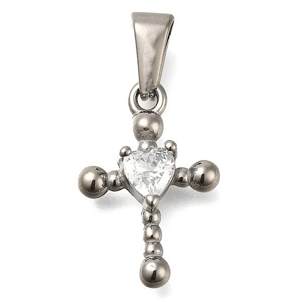 Ion Plating(IP) 304 Stainless Steel Pendants with Cubic Zirconia