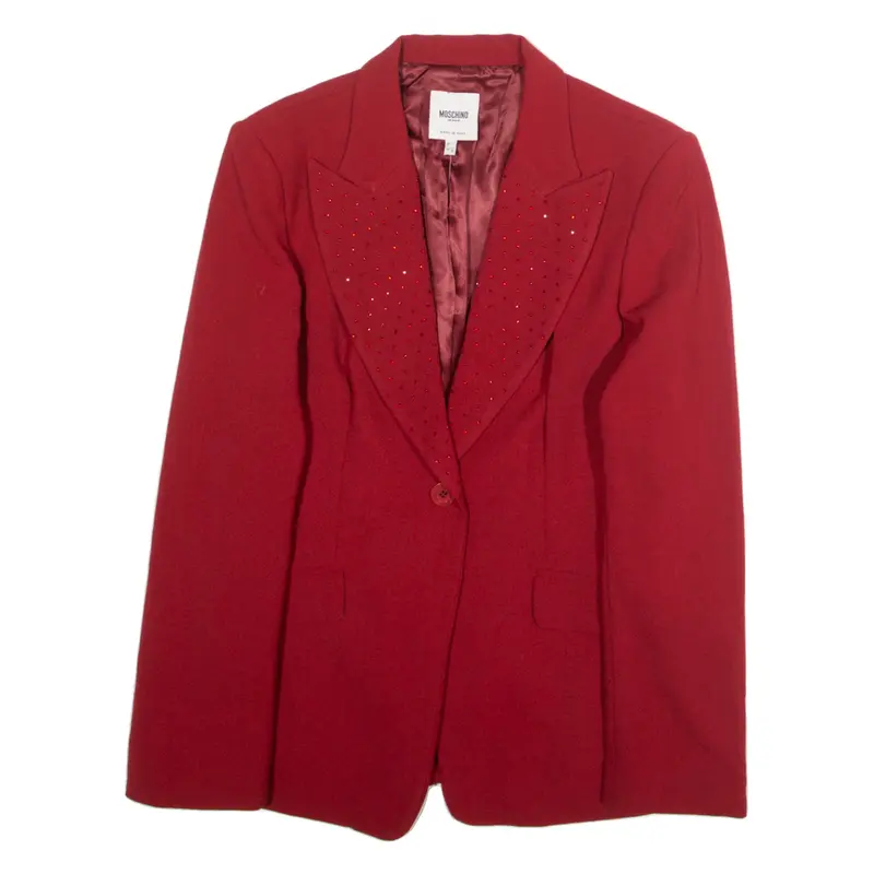 MOSCHINO Womens Blazer Jacket Red S