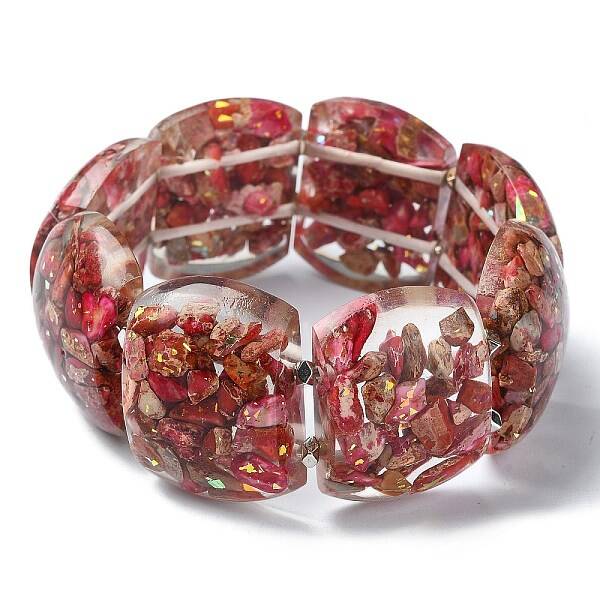 Dyed Natural Imperial Jasper & Synthetic Opal Stretch Bracelets
