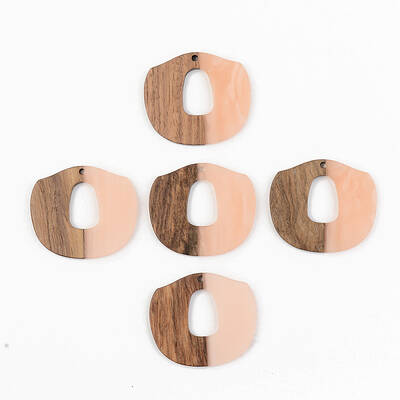 Opaque Resin & Walnut Wood Pendants