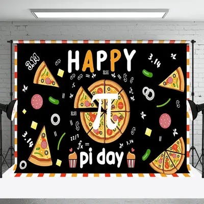 Aperturee Black Pizza Mathematical Happy Pi Day Backdrop, 3X2FT(1MX0.6M), 14 USD, ZHF341A-M, commemorative backdrops