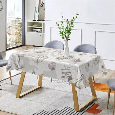 Boat Nautical Map Compass Gray Rectangle Tablecloth - Aperturee