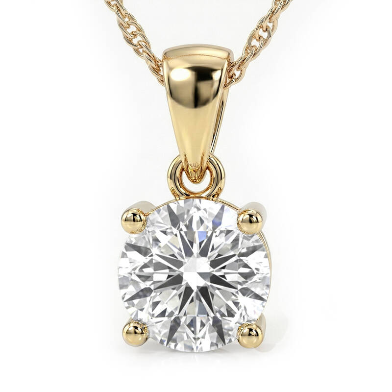 Lab Grown Four Prong GH SI DIamond Solitaire Necklace | 14K Yellow Gold 1 ct. tw.