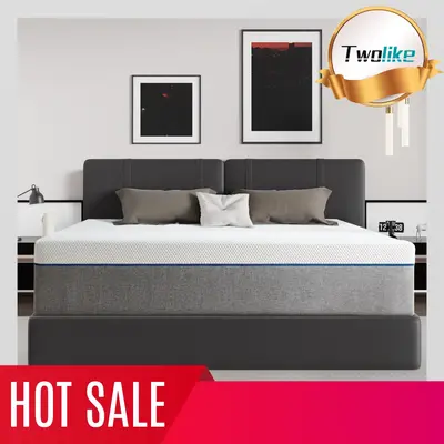 Twolike Mattress 10 Inch 12 Inch Full Queen King Cooling Gel Memory Foam Mattress Bed in a Box, Medium Firmness, Removable Co...