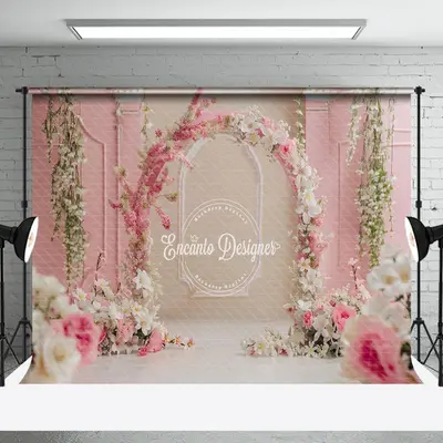 Pink Khaki Retro Wall Arch Floral Wedding Backdrop