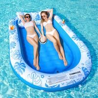 COMMOUDS Inflatable Pool Lounger with Pillow – Perfect for Sunbathing, Backyard Chill & Pool Fun